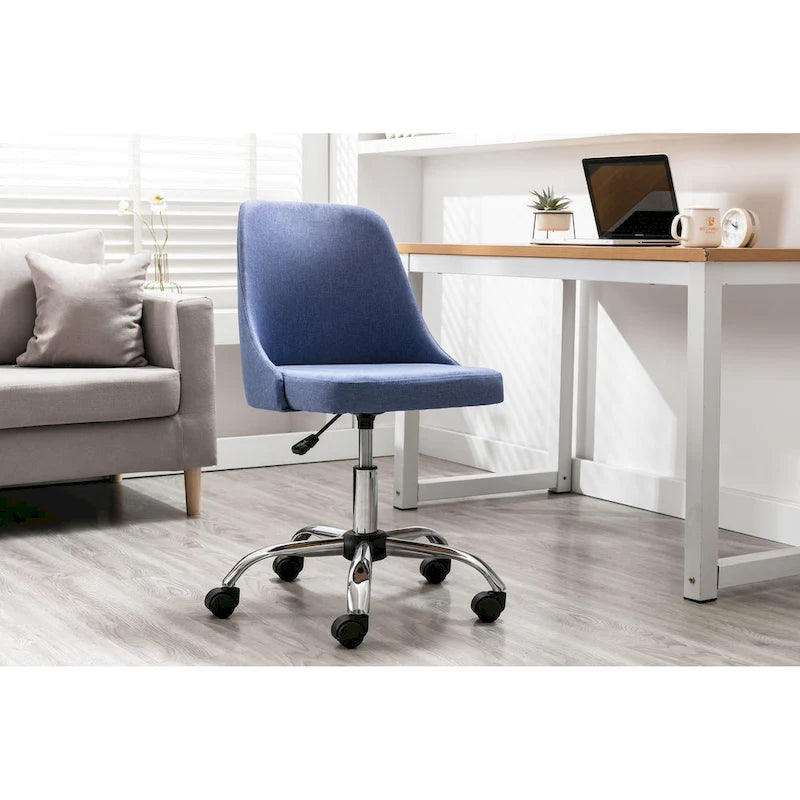 Fabric Upholstered Midback Swivel Office Chair with Chrome Base