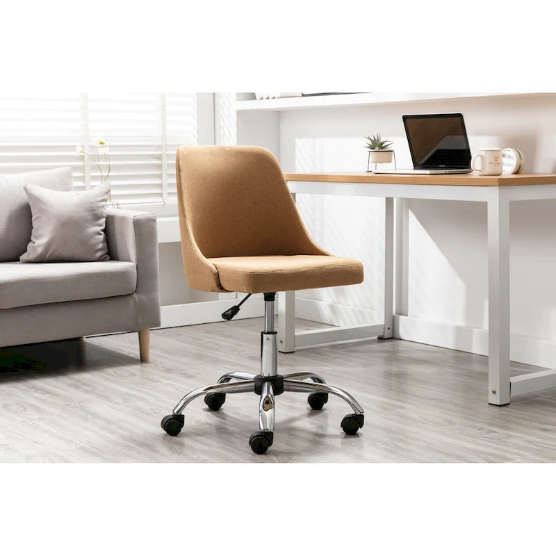 Fabric Upholstered Midback Swivel Office Chair with Chrome Base