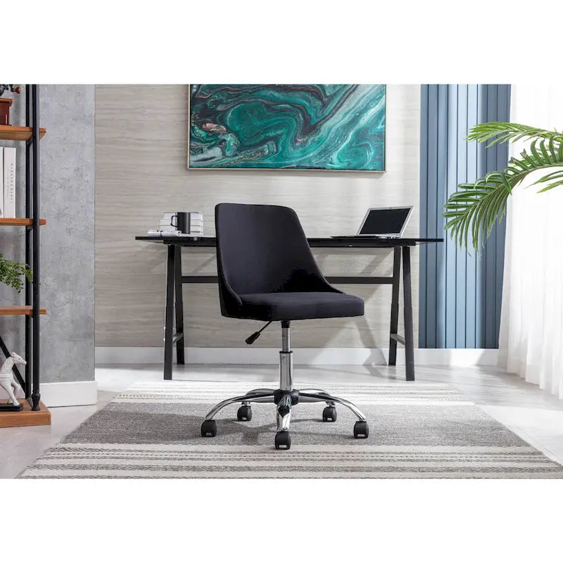 Fabric Upholstered Midback Swivel Office Chair with Chrome Base