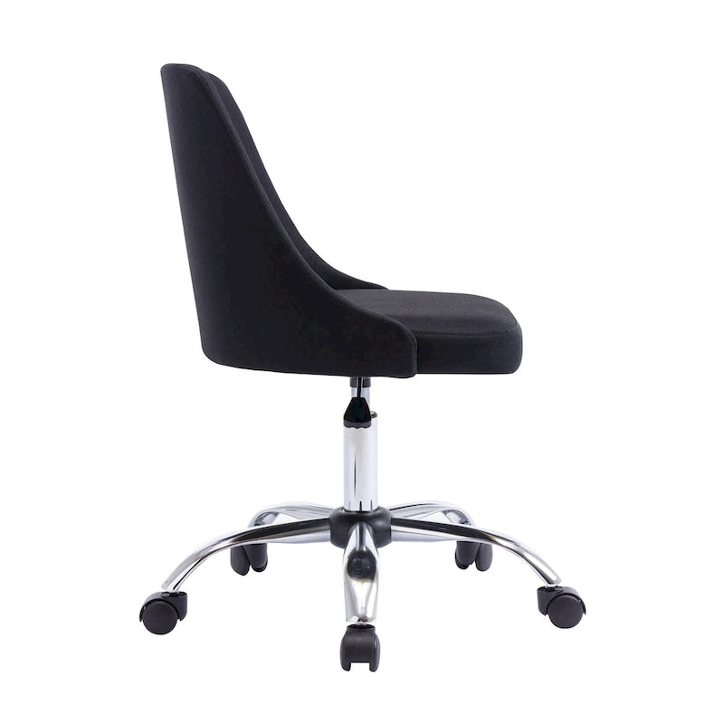 Fabric Upholstered Midback Swivel Office Chair with Chrome Base