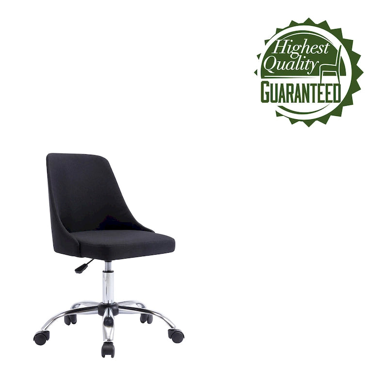 Fabric Upholstered Midback Swivel Office Chair with Chrome Base