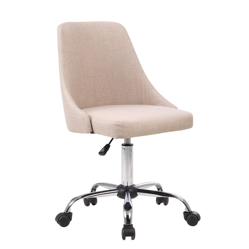 Fabric Upholstered Midback Swivel Office Chair with Chrome Base