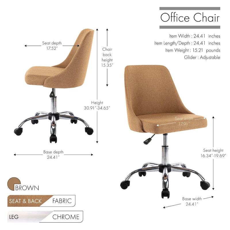 Fabric Upholstered Midback Swivel Office Chair with Chrome Base