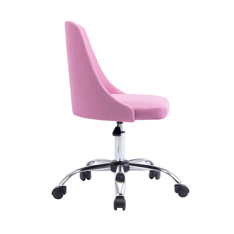 Fabric Upholstered Midback Swivel Office Chair with Chrome Base