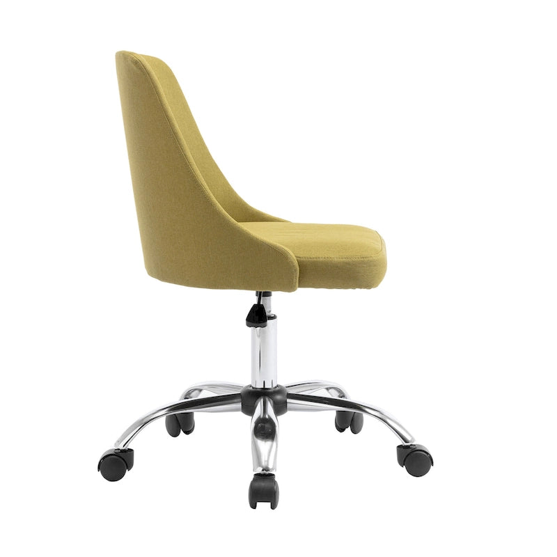 Fabric Upholstered Midback Swivel Office Chair with Chrome Base
