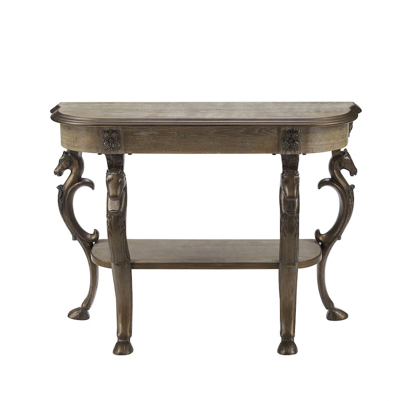 Antique-Style Pewter Cast Iron Console Table