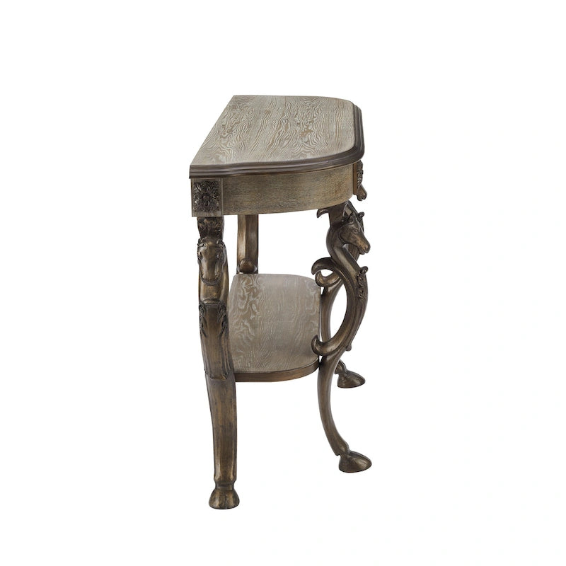 Antique-Style Pewter Cast Iron Console Table