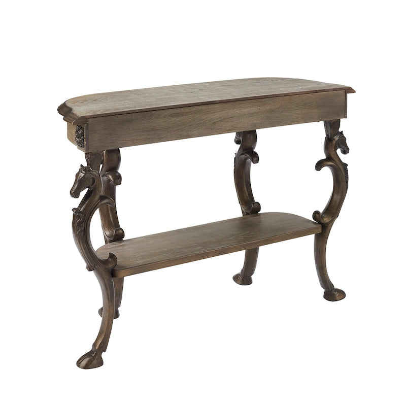 Antique-Style Pewter Cast Iron Console Table