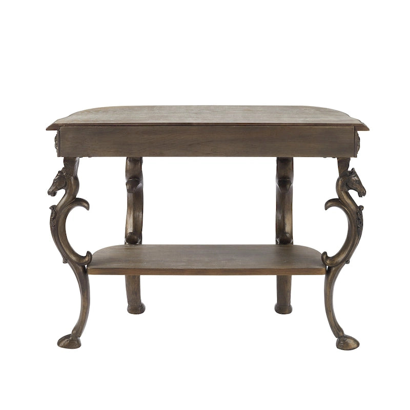 Antique-Style Pewter Cast Iron Console Table