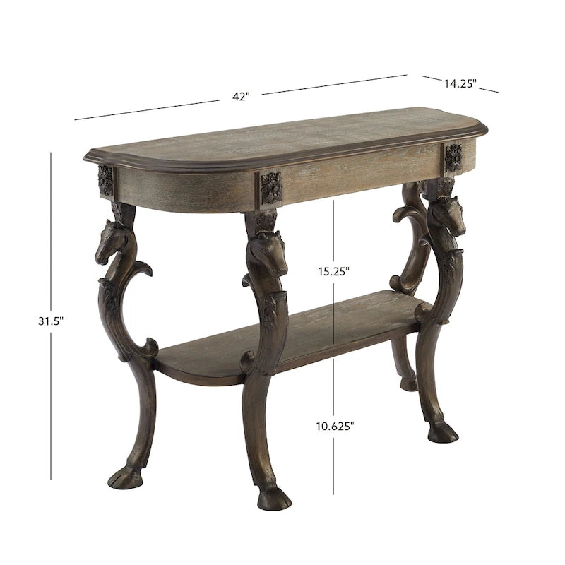 Antique-Style Pewter Cast Iron Console Table