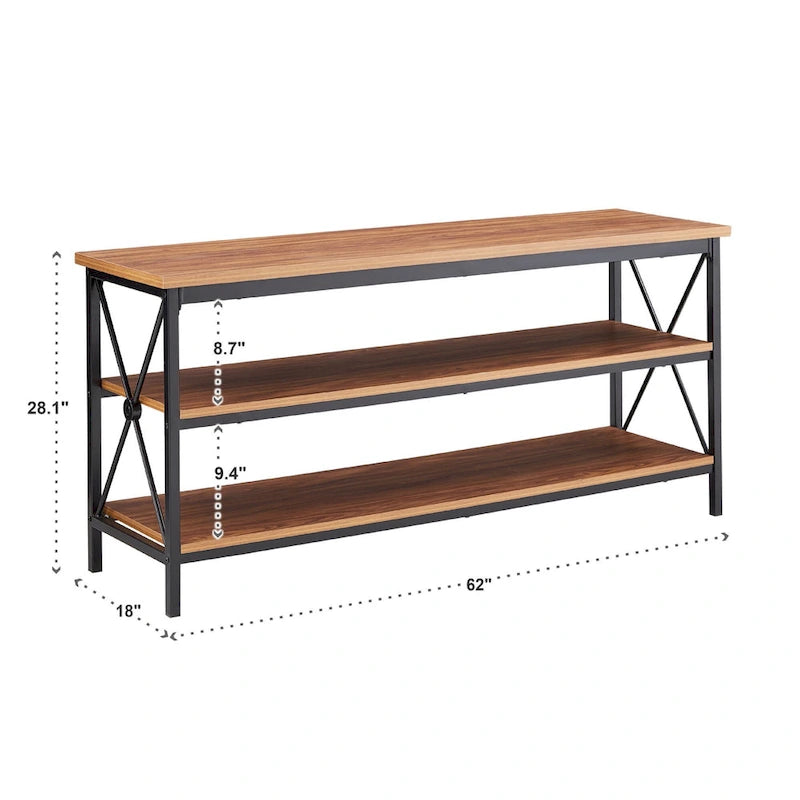 62" Metal Etagere TV Stand for TVs up to 70", with Bookcases