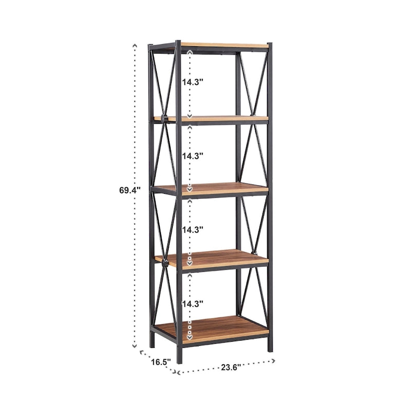 62" Metal Etagere TV Stand for TVs up to 70", with Bookcases