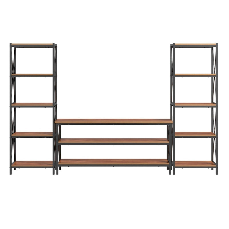 62" Metal Etagere TV Stand for TVs up to 70", with Bookcases