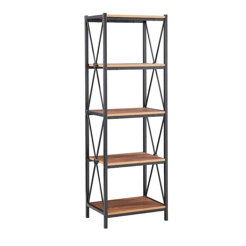 62" Metal Etagere TV Stand for TVs up to 70", with Bookcases