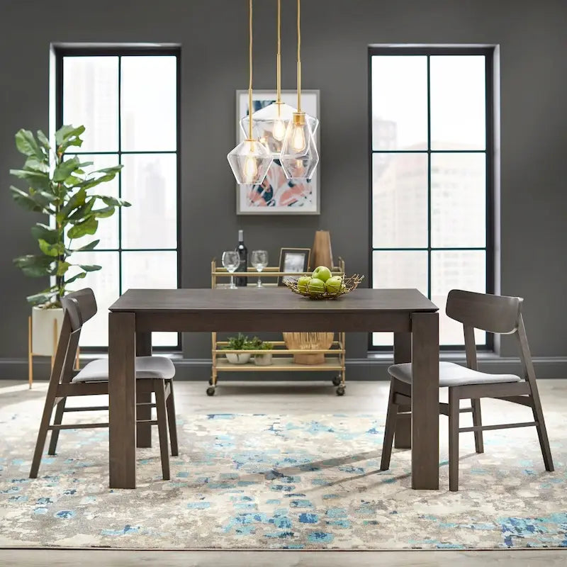 Mid-Century Modern Dining Table, Rustic Grey, 53" Wide