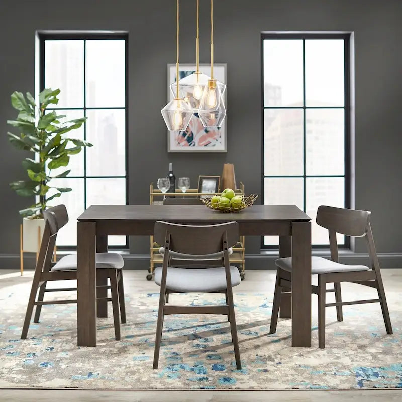 Mid-Century Modern Dining Table, Rustic Grey, 53" Wide