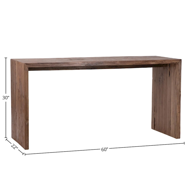 60-inch Rectangular Reclaimed Teak Waterfall Writing Desk