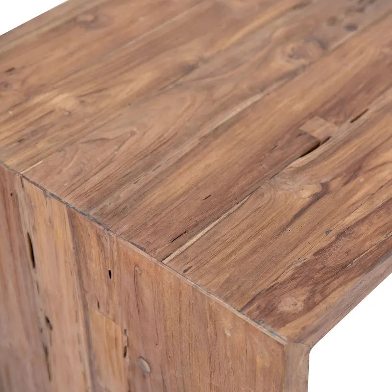 60-inch Rectangular Reclaimed Teak Waterfall Writing Desk