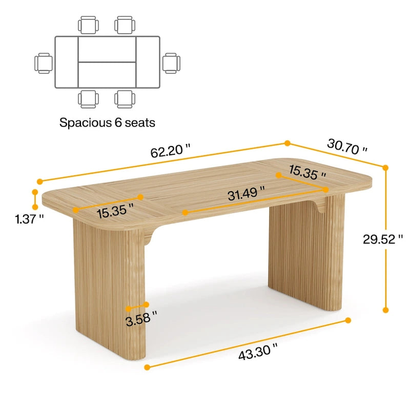 62.99 W Modern Executive Desk Simple Computer Desk with Engineered Wood Top and Legs