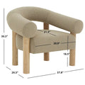 38" Boucle Accent Chair with Ash Wood Legs, Low Profile Deep Seat