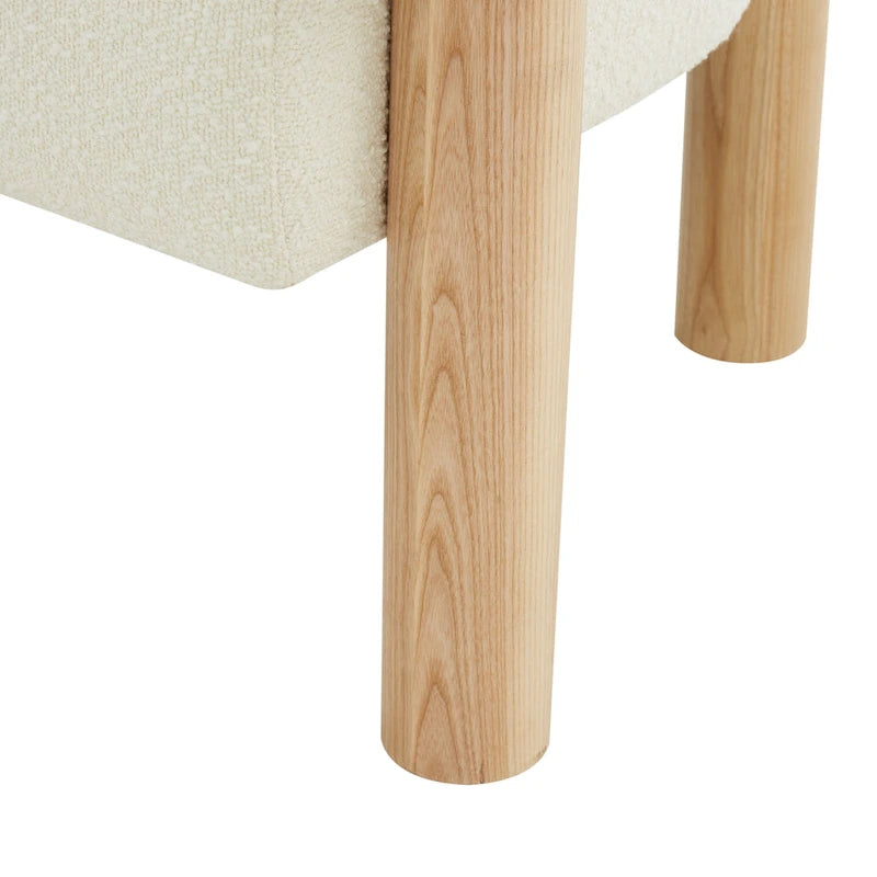 38" Boucle Accent Chair with Ash Wood Legs, Low Profile Deep Seat