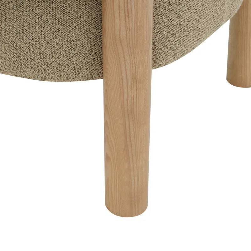38" Boucle Accent Chair with Ash Wood Legs, Low Profile Deep Seat
