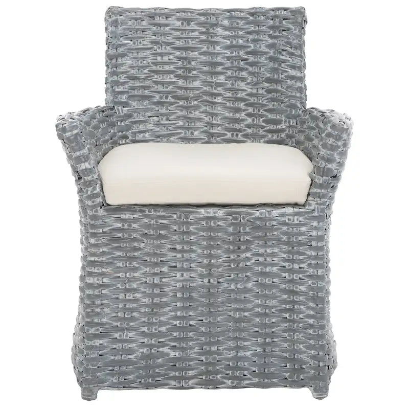 Wicker Washed-Out Grey Arm Chair, 28W x 24D x 33H in