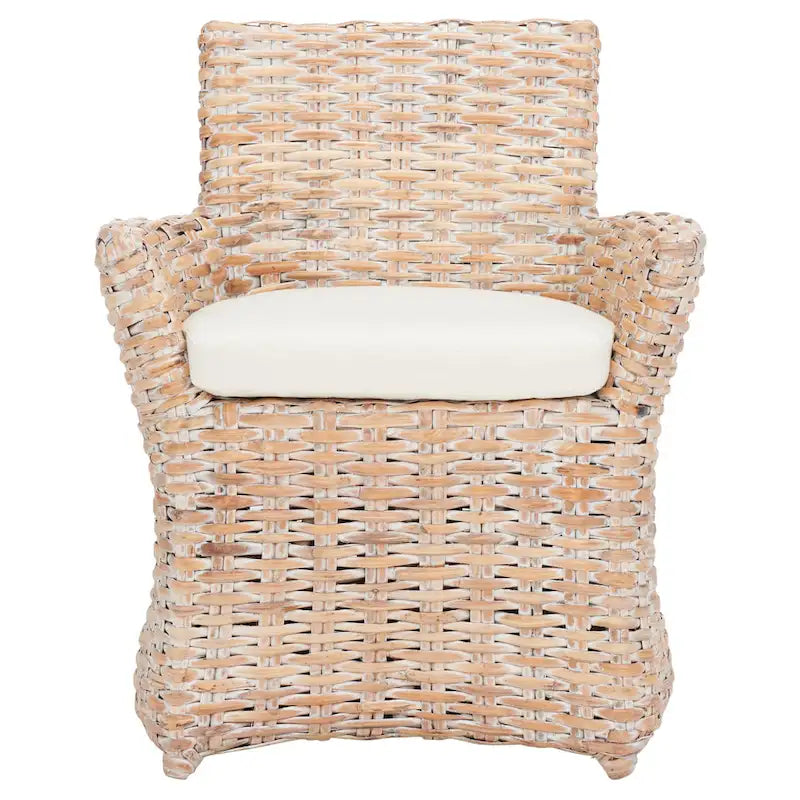 Wicker Washed-Out Grey Arm Chair, 28W x 24D x 33H in