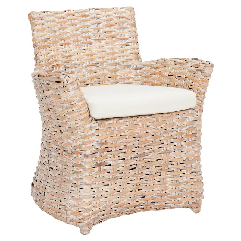 Wicker Washed-Out Grey Arm Chair, 28W x 24D x 33H in