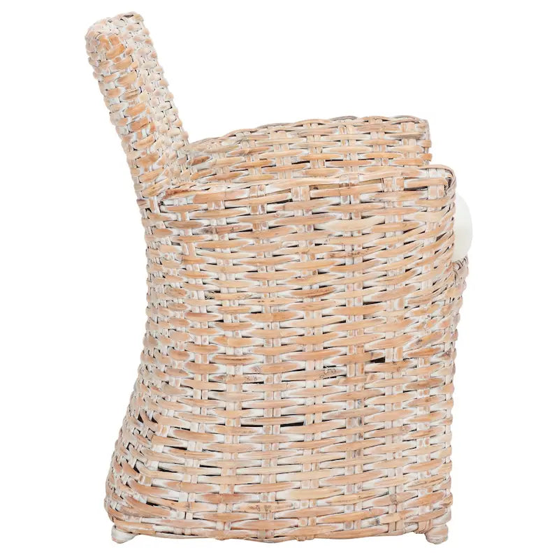 Wicker Washed-Out Grey Arm Chair, 28W x 24D x 33H in
