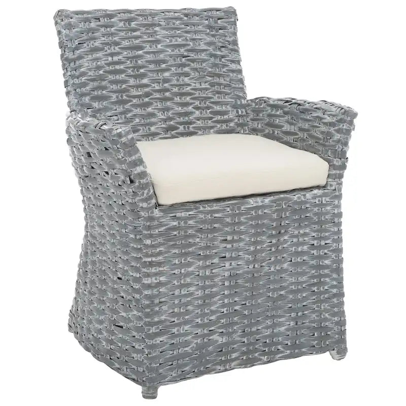 Wicker Washed-Out Grey Arm Chair, 28W x 24D x 33H in