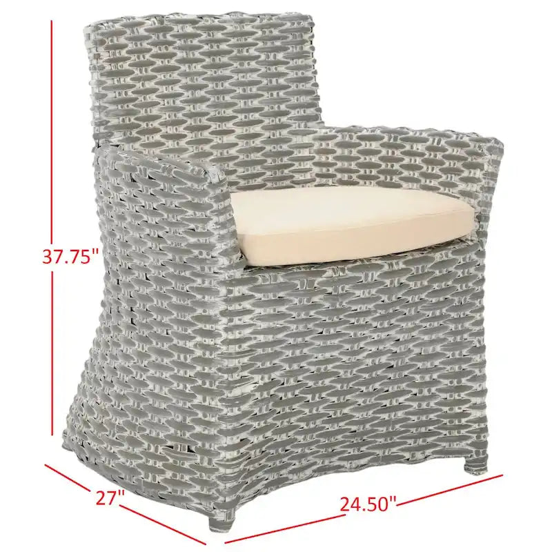 Wicker Washed-Out Grey Arm Chair, 28W x 24D x 33H in