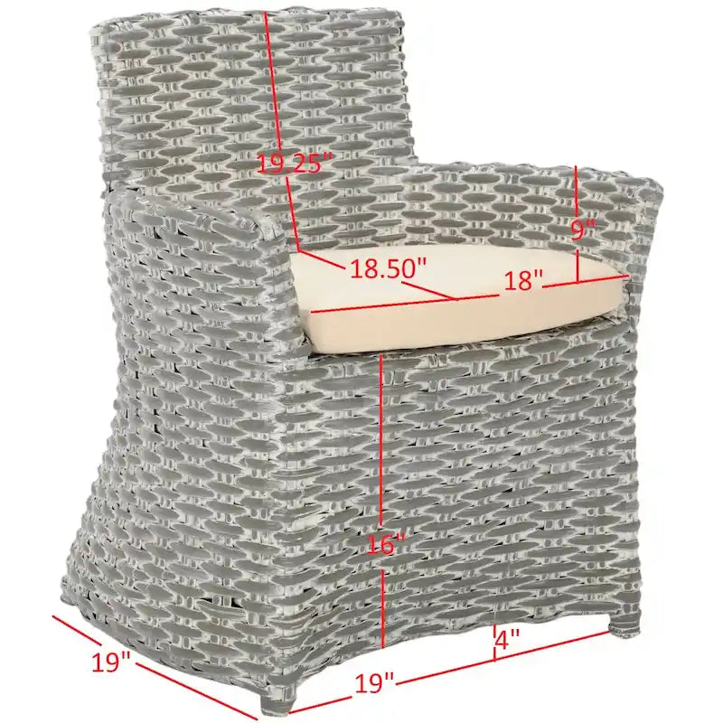 Wicker Washed-Out Grey Arm Chair, 28W x 24D x 33H in