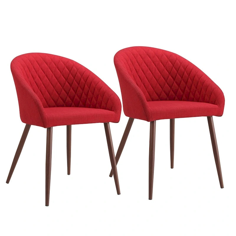 Mid-Century Crescent-Back Upholstered Dining Chairs, Set of 2
