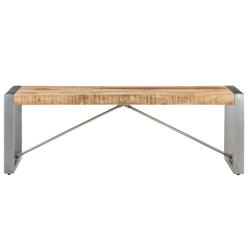 Coffee Table 47.2x23.6x15.7" Rough Mango Wood with Steel Legs