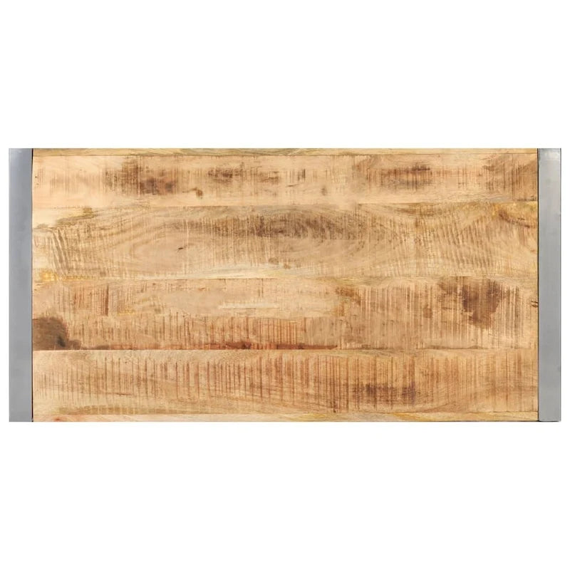 Coffee Table 47.2x23.6x15.7" Rough Mango Wood with Steel Legs