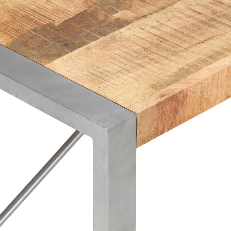 Coffee Table 47.2x23.6x15.7" Rough Mango Wood with Steel Legs