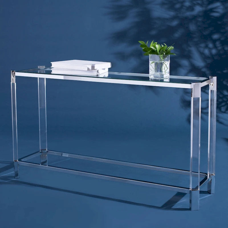 52" Acrylic Console Table, Silver Finish
