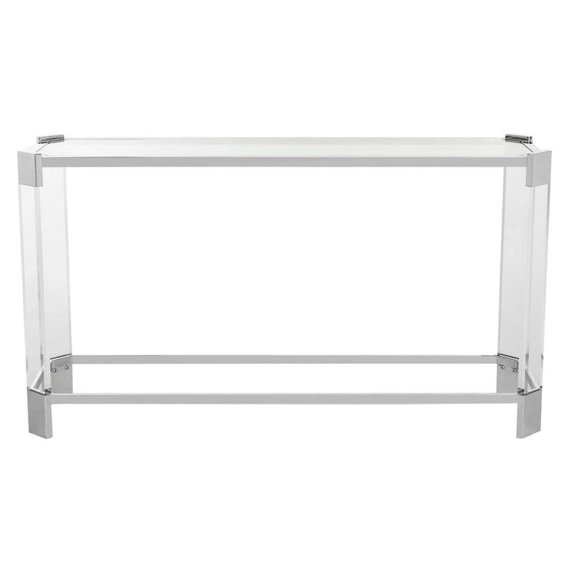52" Acrylic Console Table, Silver Finish