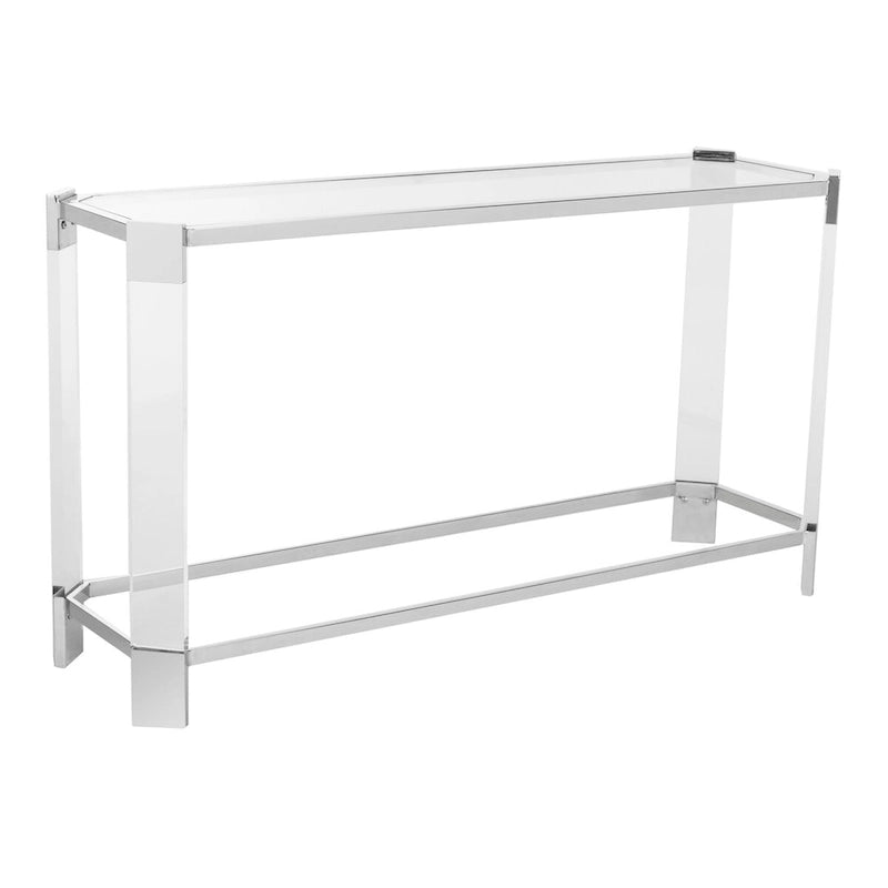 52" Acrylic Console Table, Silver Finish