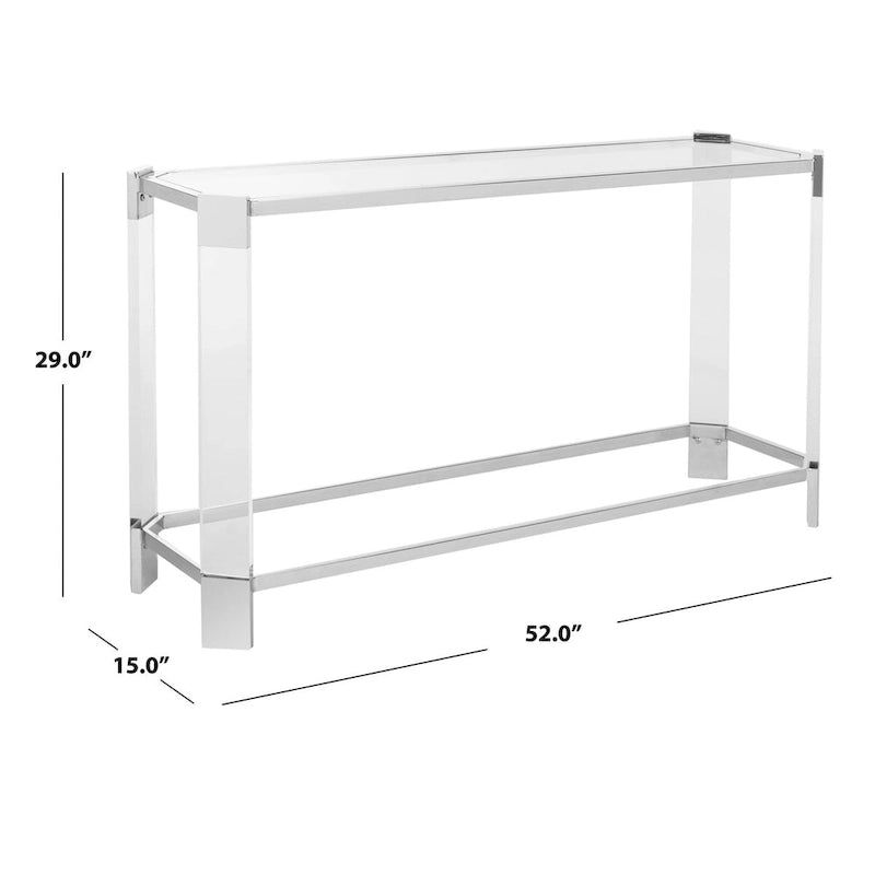 52" Acrylic Console Table, Silver Finish