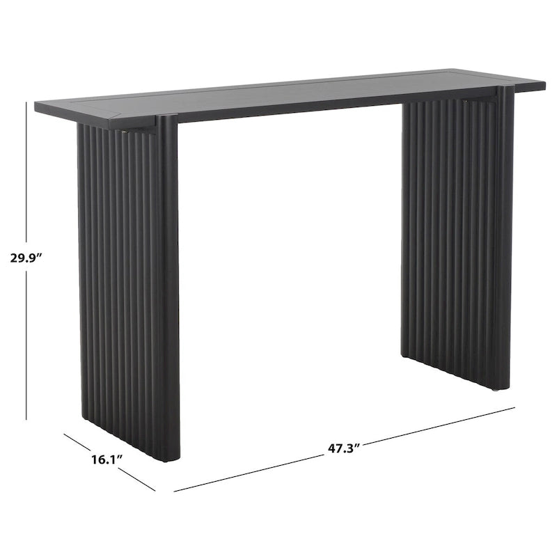 59" Console Table, Warm Brown with Carved Fluted Details