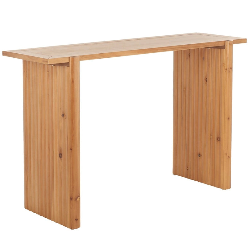59" Console Table, Warm Brown with Carved Fluted Details