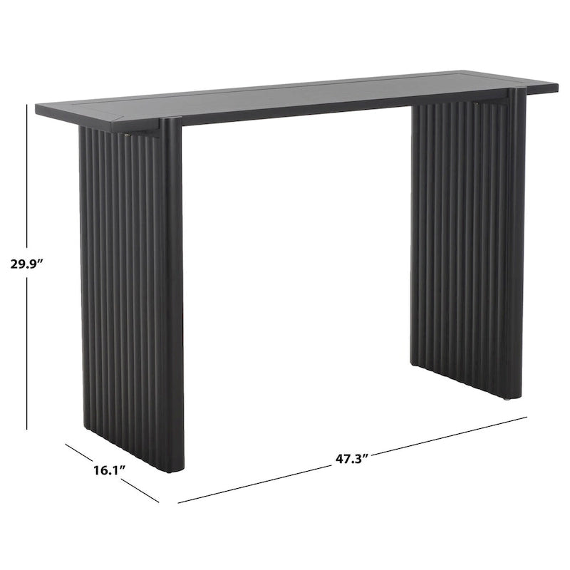 59" Console Table, Warm Brown with Carved Fluted Details
