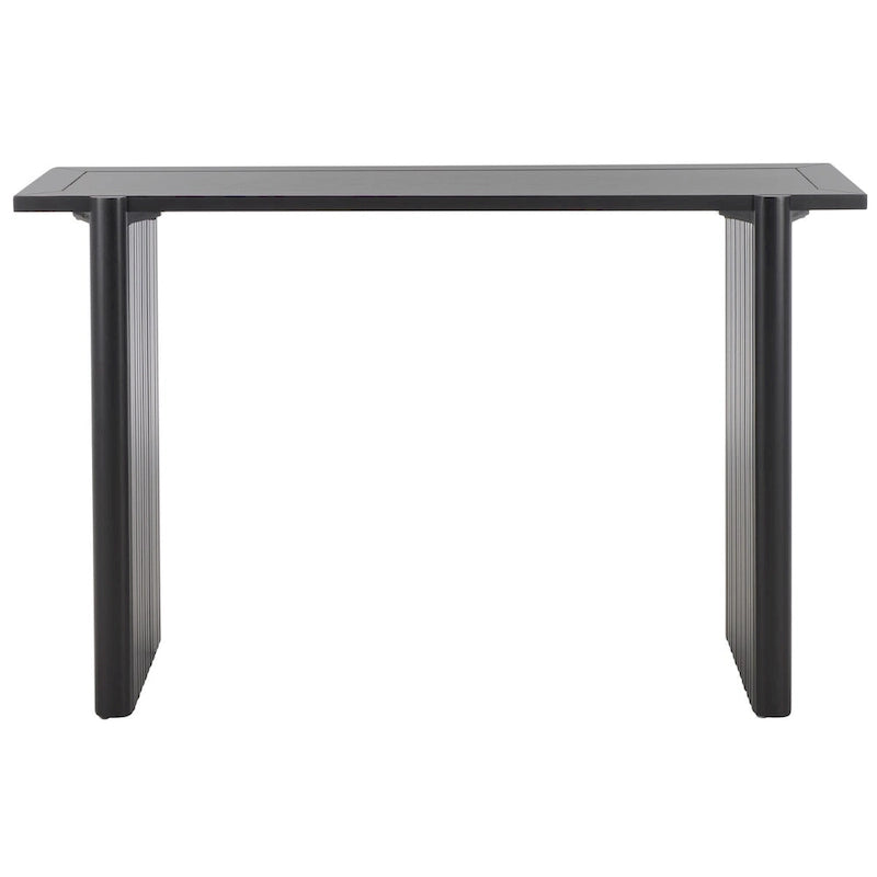 59" Console Table, Warm Brown with Carved Fluted Details