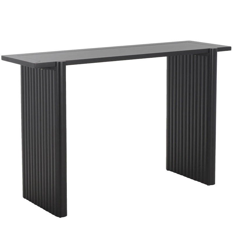 59" Console Table, Warm Brown with Carved Fluted Details