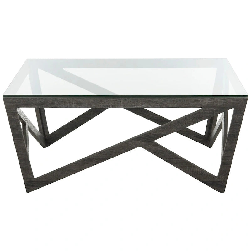 Mid-Century Glass Top Coffee Table, 34Wx34Dx15H in