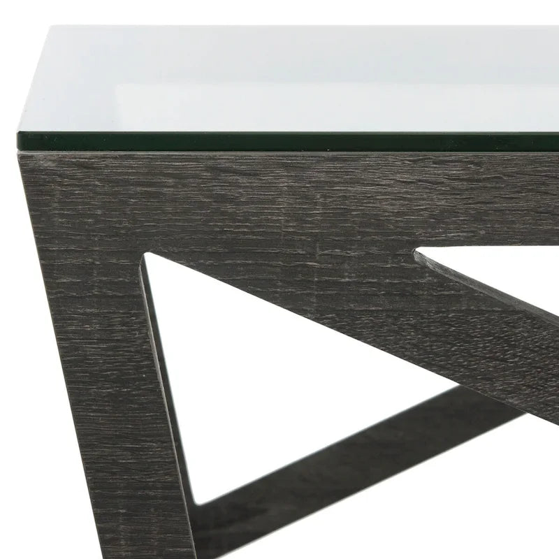 Mid-Century Glass Top Coffee Table, 34Wx34Dx15H in