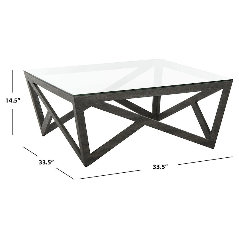 Mid-Century Glass Top Coffee Table, 34Wx34Dx15H in
