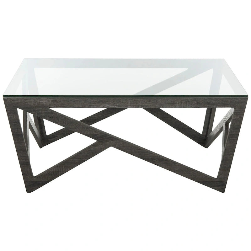 Mid-Century Glass Top Coffee Table, 34Wx34Dx15H in